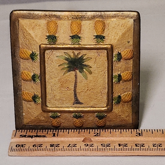 Vint/Mint 8pc Etched Palm Tree w/gold trim + name brand + heavy in weight - Picture 12 of 13